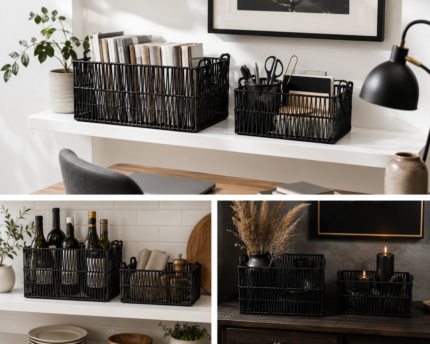 Black Open Weave Baskets